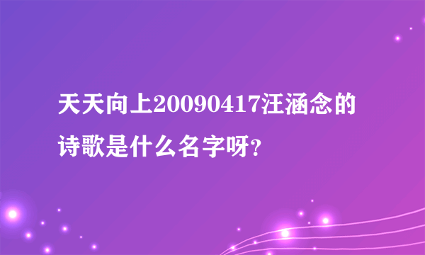 天天向上20090417汪涵念的诗歌是什么名字呀？