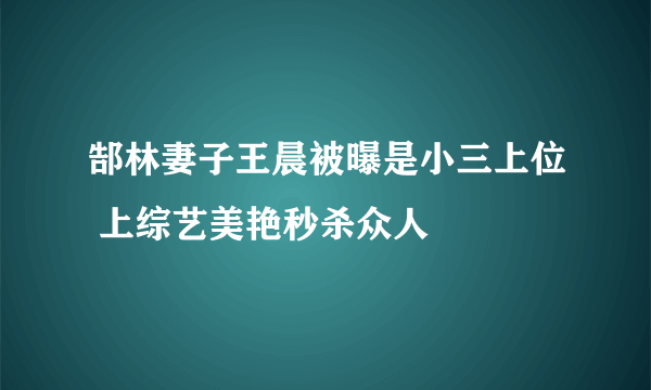 郜林妻子王晨被曝是小三上位 上综艺美艳秒杀众人