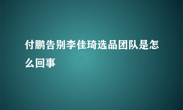 付鹏告别李佳琦选品团队是怎么回事