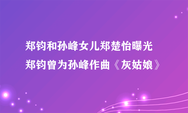 郑钧和孙峰女儿郑楚怡曝光  郑钧曾为孙峰作曲《灰姑娘》