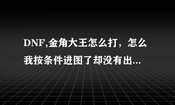 DNF,金角大王怎么打，怎么我按条件进图了却没有出现金角银角大王啊？咋整的？