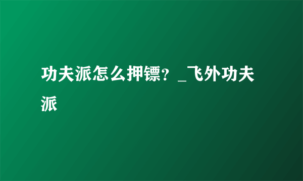 功夫派怎么押镖？_飞外功夫派