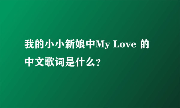 我的小小新娘中My Love 的中文歌词是什么？