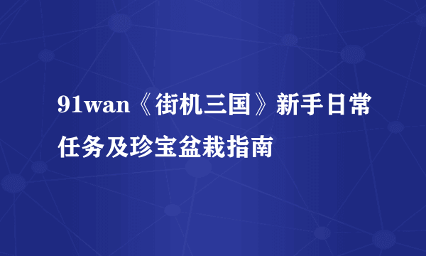 91wan《街机三国》新手日常任务及珍宝盆栽指南