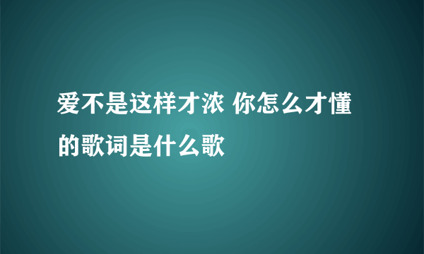 爱不是这样才浓 你怎么才懂的歌词是什么歌