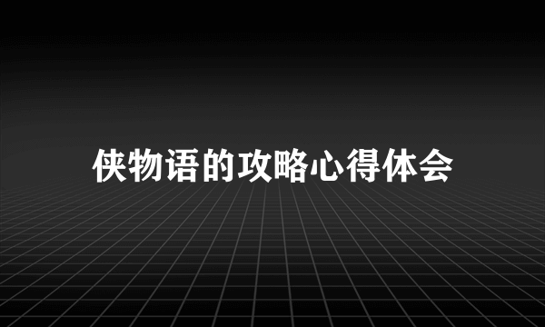 侠物语的攻略心得体会