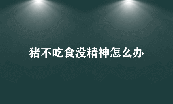 猪不吃食没精神怎么办