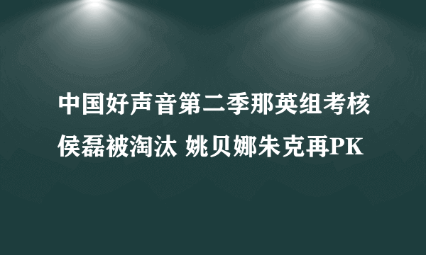 中国好声音第二季那英组考核侯磊被淘汰 姚贝娜朱克再PK