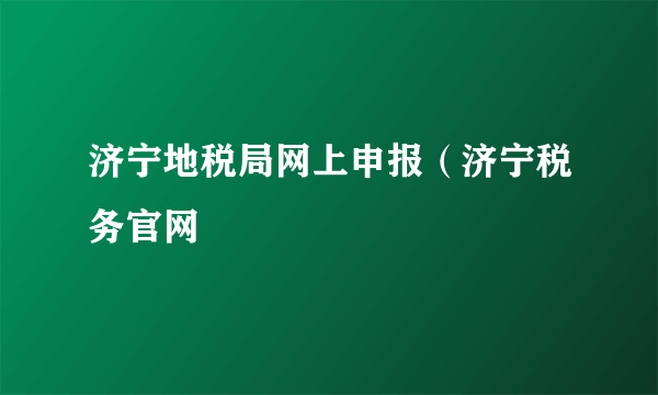 济宁地税局网上申报（济宁税务官网