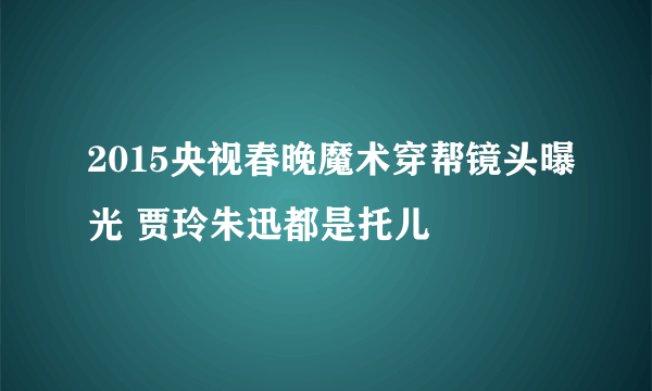 2015央视春晚魔术穿帮镜头曝光 贾玲朱迅都是托儿