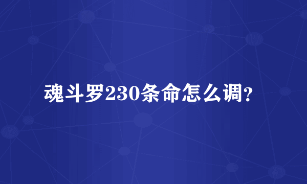 魂斗罗230条命怎么调？