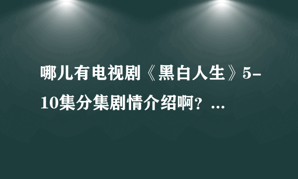 哪儿有电视剧《黑白人生》5-10集分集剧情介绍啊？谢谢了，大神帮忙啊