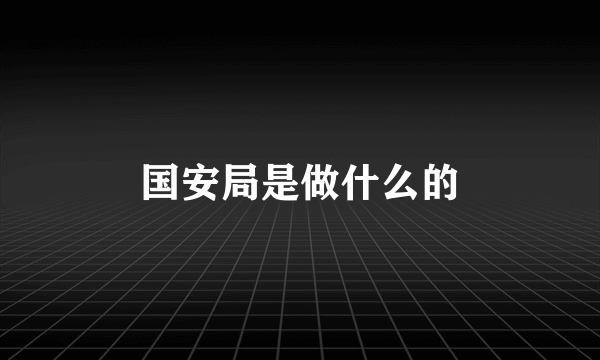 国安局是做什么的