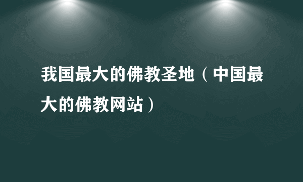 我国最大的佛教圣地（中国最大的佛教网站）