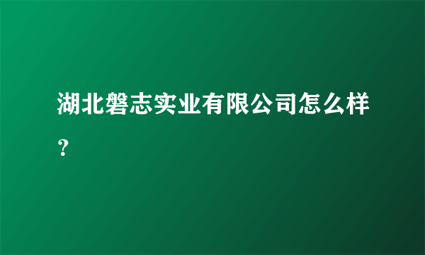 湖北磐志实业有限公司怎么样？