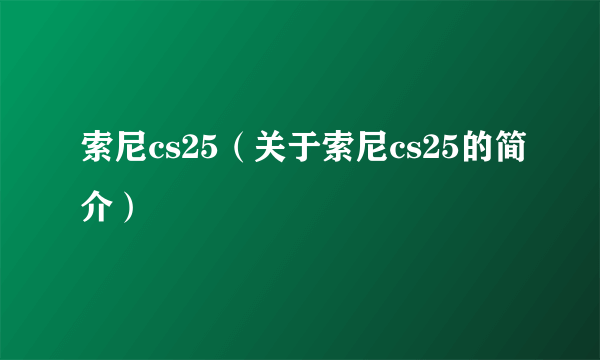 索尼cs25（关于索尼cs25的简介）