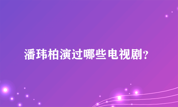 潘玮柏演过哪些电视剧？