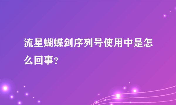 流星蝴蝶剑序列号使用中是怎么回事？