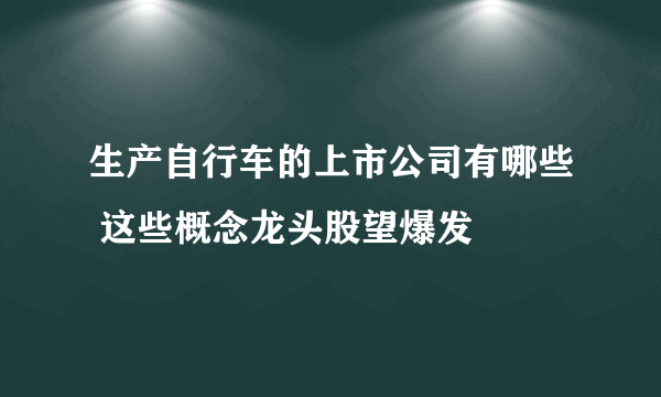 生产自行车的上市公司有哪些 这些概念龙头股望爆发