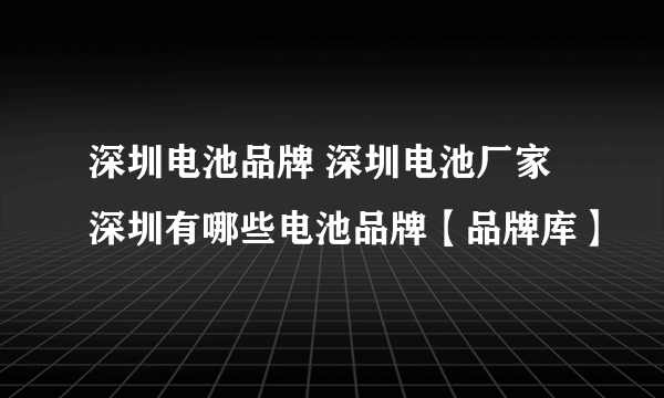 深圳电池品牌 深圳电池厂家 深圳有哪些电池品牌【品牌库】