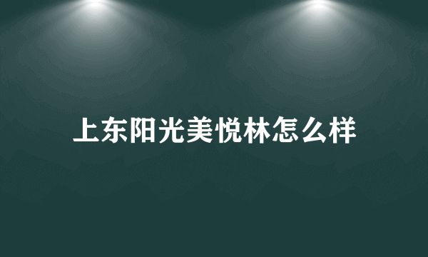 上东阳光美悦林怎么样