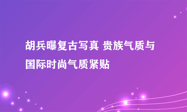 胡兵曝复古写真 贵族气质与国际时尚气质紧贴