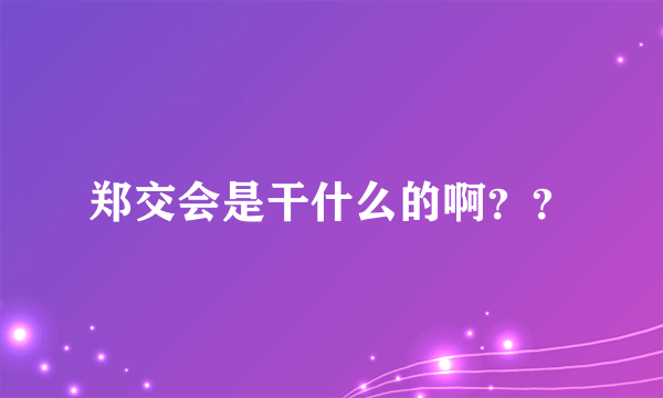 郑交会是干什么的啊？？