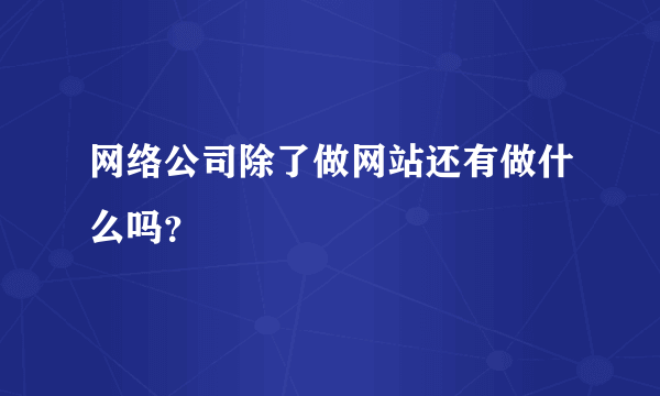 网络公司除了做网站还有做什么吗？