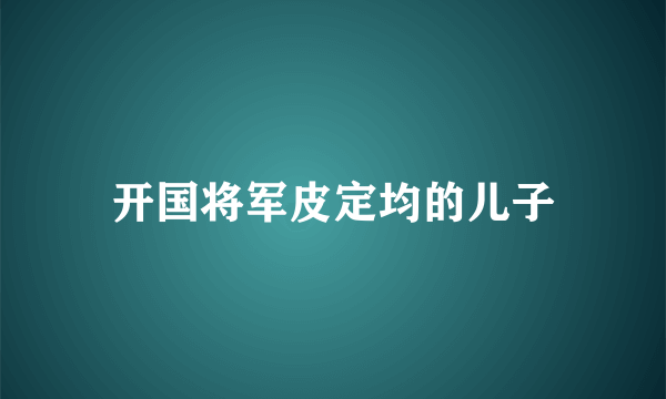 开国将军皮定均的儿子