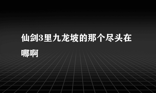 仙剑3里九龙坡的那个尽头在哪啊