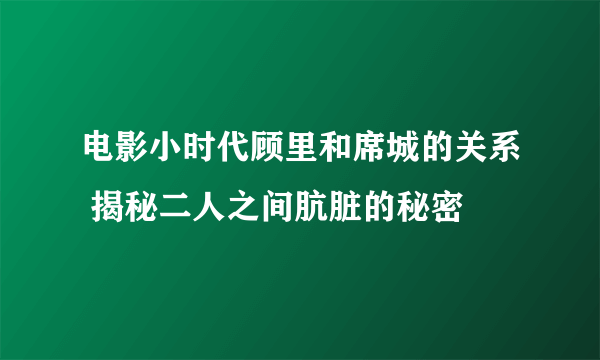 电影小时代顾里和席城的关系 揭秘二人之间肮脏的秘密