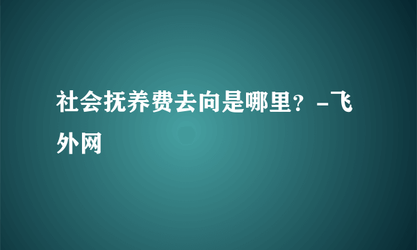 社会抚养费去向是哪里？-飞外网