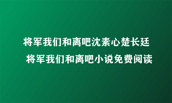 将军我们和离吧沈素心楚长廷 将军我们和离吧小说免费阅读