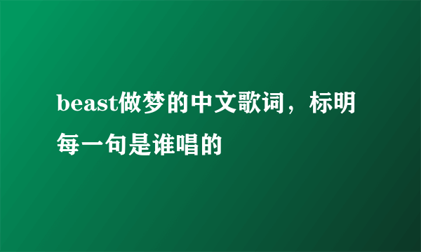 beast做梦的中文歌词，标明每一句是谁唱的