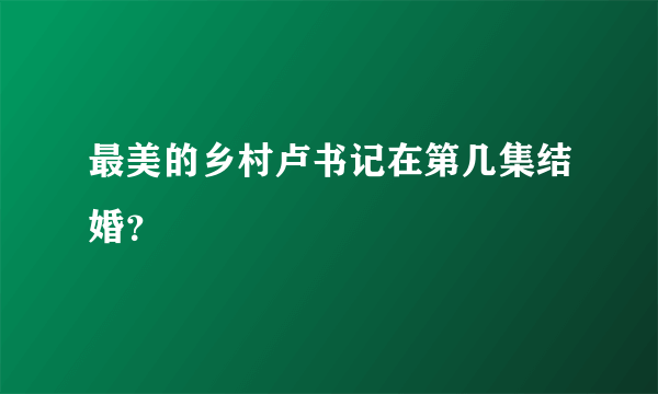 最美的乡村卢书记在第几集结婚？