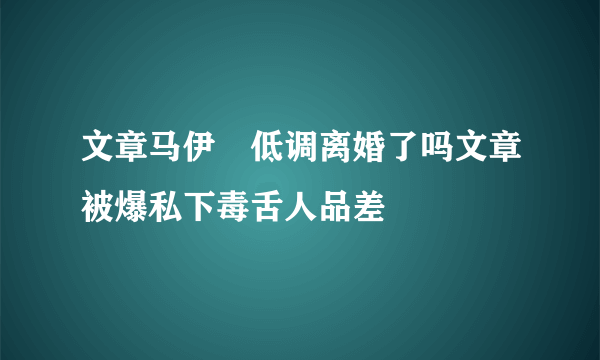 文章马伊琍低调离婚了吗文章被爆私下毒舌人品差