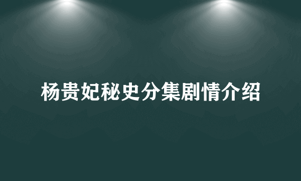 杨贵妃秘史分集剧情介绍