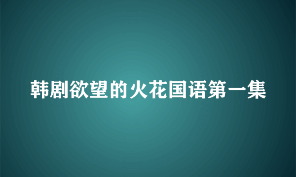 韩剧欲望的火花国语第一集