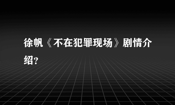 徐帆《不在犯罪现场》剧情介绍？