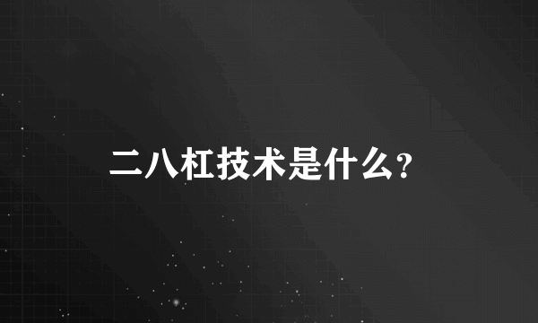 二八杠技术是什么？