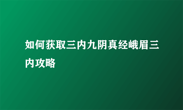 如何获取三内九阴真经峨眉三内攻略