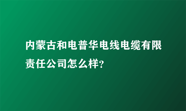 内蒙古和电普华电线电缆有限责任公司怎么样？