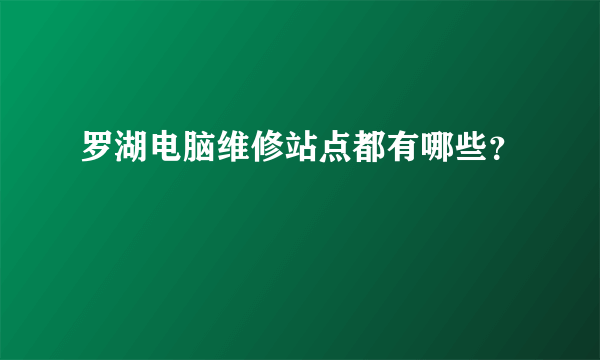 罗湖电脑维修站点都有哪些？