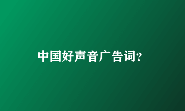 中国好声音广告词？