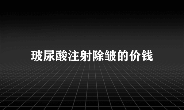 玻尿酸注射除皱的价钱