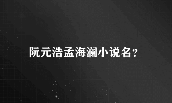 阮元浩孟海澜小说名？