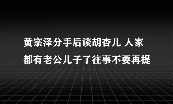 黄宗泽分手后谈胡杏儿 人家都有老公儿子了往事不要再提