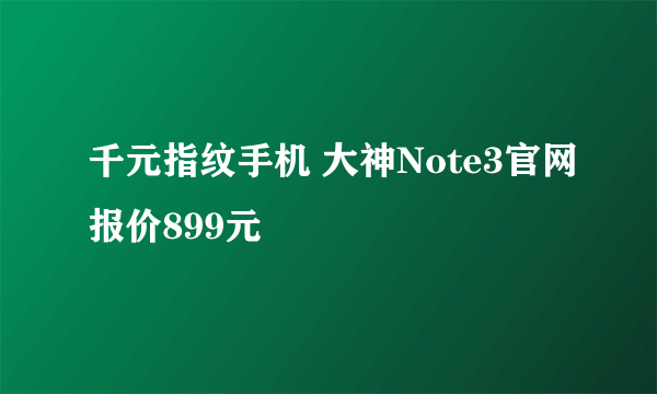 千元指纹手机 大神Note3官网报价899元