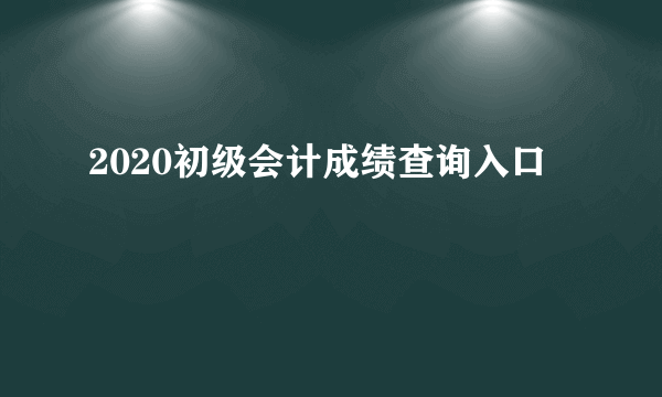 2020初级会计成绩查询入口