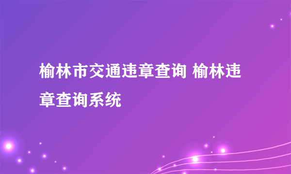 榆林市交通违章查询 榆林违章查询系统